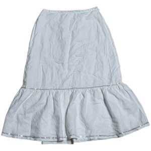 Ann Taylor LOFT‎ Linen Midi Skirt Size 2 White Sequins Lightweight